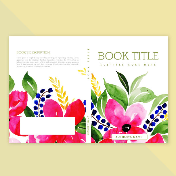 书封面设计与水彩花卉和叶子图片下载