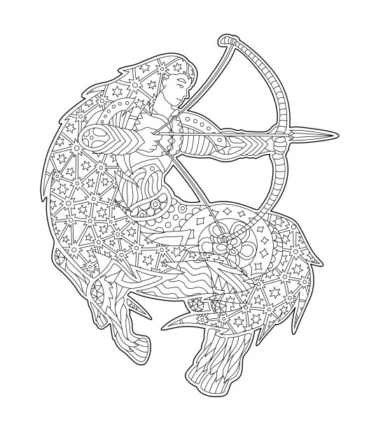 黑白禅宗艺术与射手座图片下载