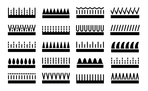 草图标向量集。草坪草甸平坦的标志。自然公园和花园标志。孤立的对象图片下载