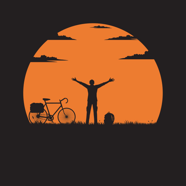 一个男人站在以太阳为背景的草地上举手的剪影图片下载