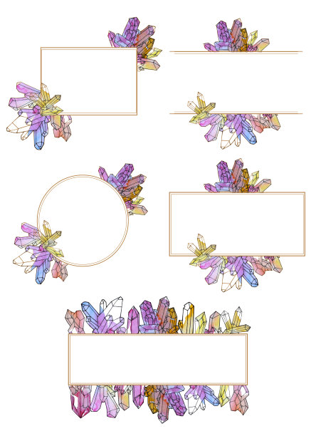 手绘水彩晶体模板集图片下载