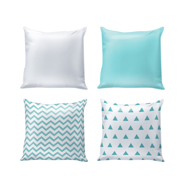 矢量空白和打印枕头在白色和蓝色颜色孤立的背景图片下载
