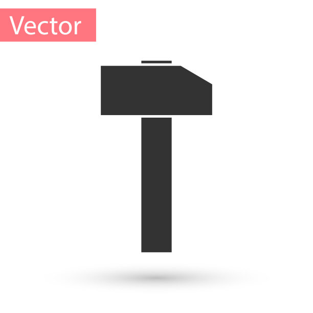 灰色锤子图标孤立在白色背景。修复的工具。矢量图图片下载