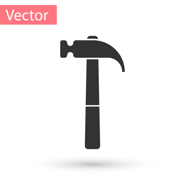 灰色锤子图标孤立在白色背景。修复的工具。矢量图图片下载