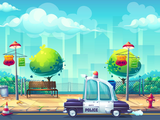 矢量图像卡通汽车背景海报风格图片下载