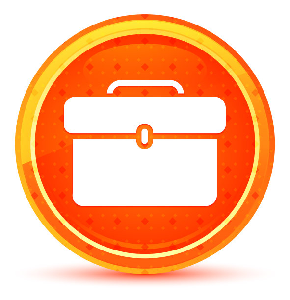 公文包图标自然橙色圆形按钮图片下载