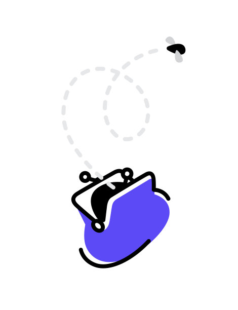 图标空钱包与苍蝇。破产者、穷人的形象或象征。图片下载