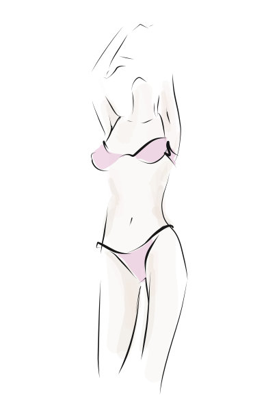 苗条的女性身体在内衣。手绘插图图片下载