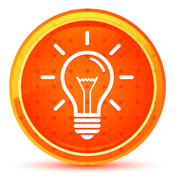 灯泡图标自然橙色圆形按钮图片下载
