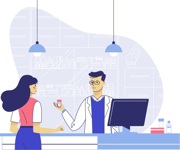 药剂师和病人的药学概念。图片下载