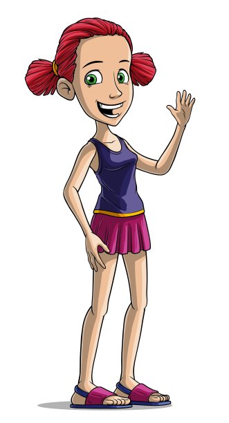 卡通开朗微笑的女孩人物矢量图片下载