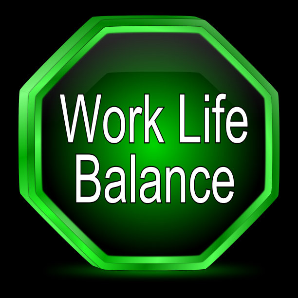 工作生活平衡按钮- 3D插图图片下载