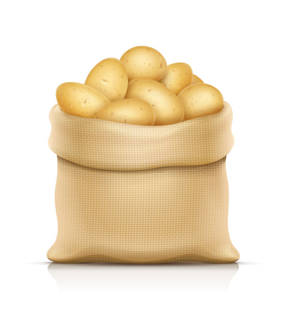 麻袋土豆。Eps10矢量插图。图片下载
