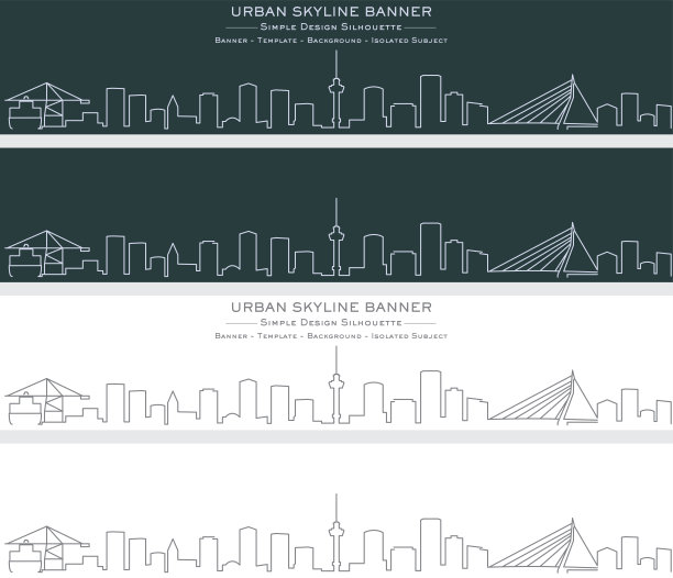 鹿特丹单线天际线横幅图片下载