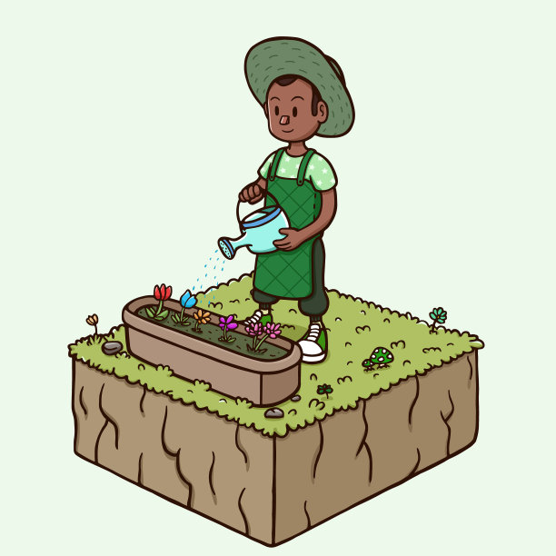 给花园的花浇水——夏天的黑人。图片下载