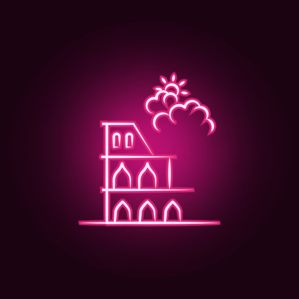 罗马圆形大剧场氖图标。旅行集的元素。简单的图标为网站，网页设计，移动应用程序，信息图形图片下载