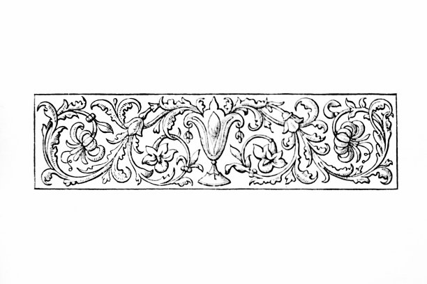 古董艺术雕刻插图:装饰圣杯旗从阿尔弗雷德丁尼生的作品图片下载