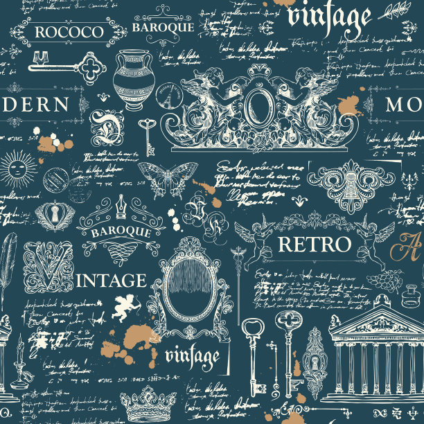 抽象无缝图案与草图和笔记图片下载