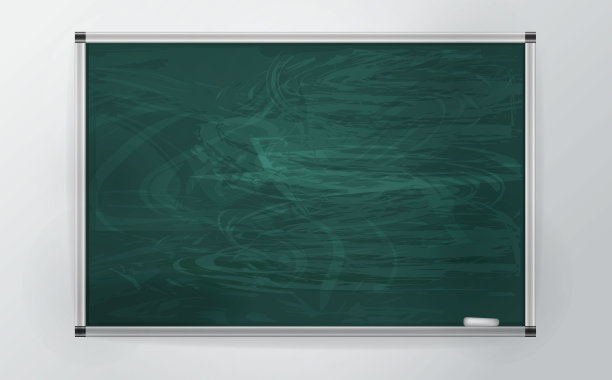 3d绿色学校董事会与粉笔和线条的风格的现实主义。学校董事会与铝型材隔离在一个轻的背景。矢量图形图片下载