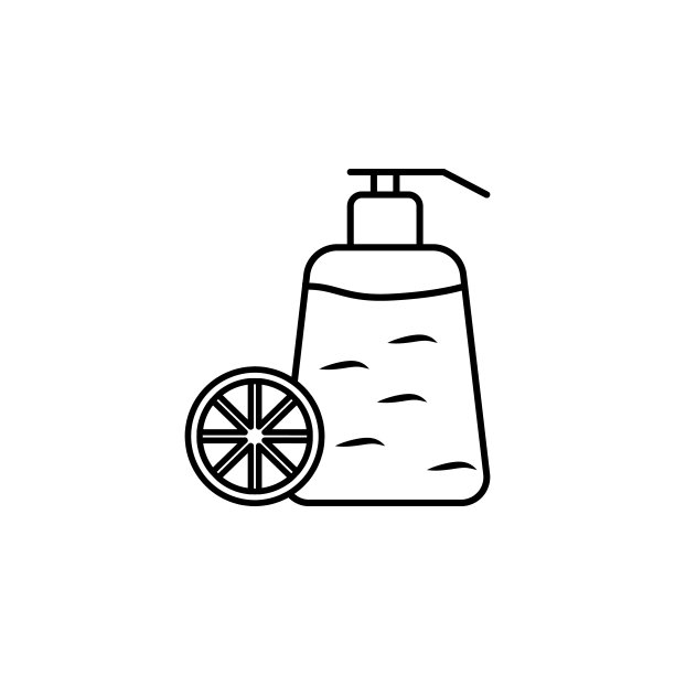 香氛瓶的柠檬水果轮廓图标。标志和符号可以用于网页，标志，移动应用程序，UI, UX图片下载