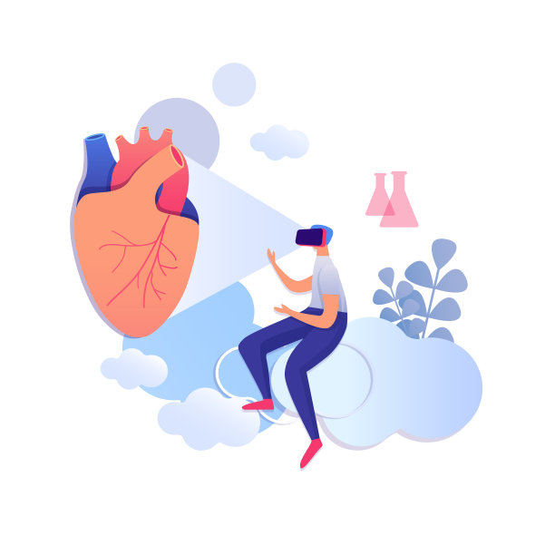 医生佩戴VR眼镜检查数字心脏。图片下载