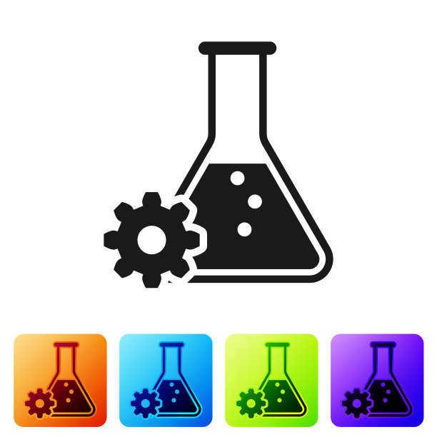 黑色生物工程图标孤立在白色背景上。基因和生物工程元素的图标。生物学，分子，化学图标。设置图标在颜色方形按钮。矢量图图片下载