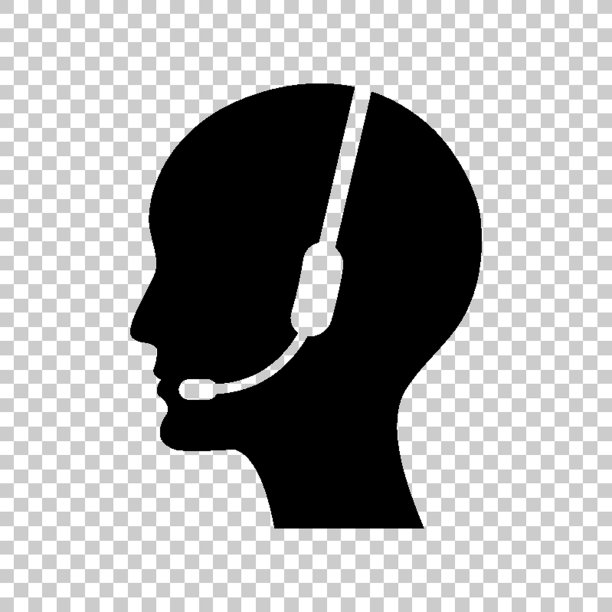 操作员在耳机-绿色矢量图标图片下载