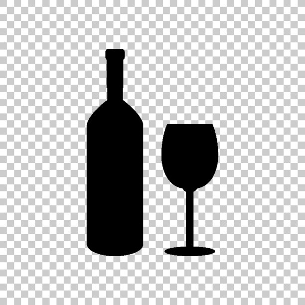 酒瓶和玻璃-绿色矢量图标图片下载