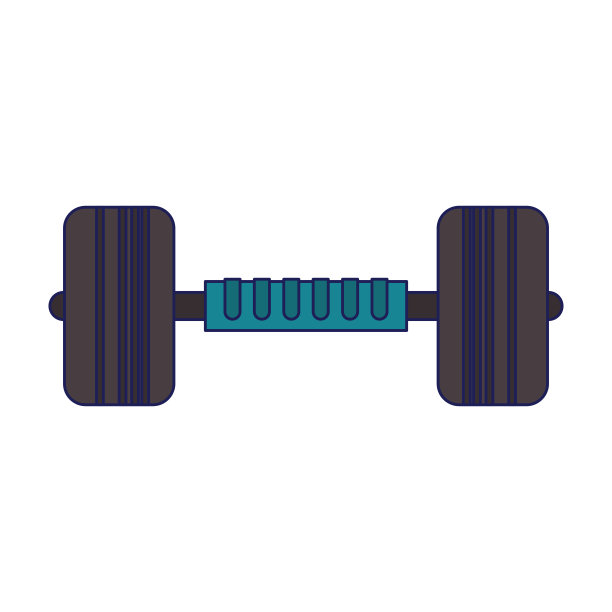 哑铃健身器材符号蓝线图片下载