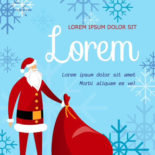 圣诞老人人物举着大红包旗。图片下载