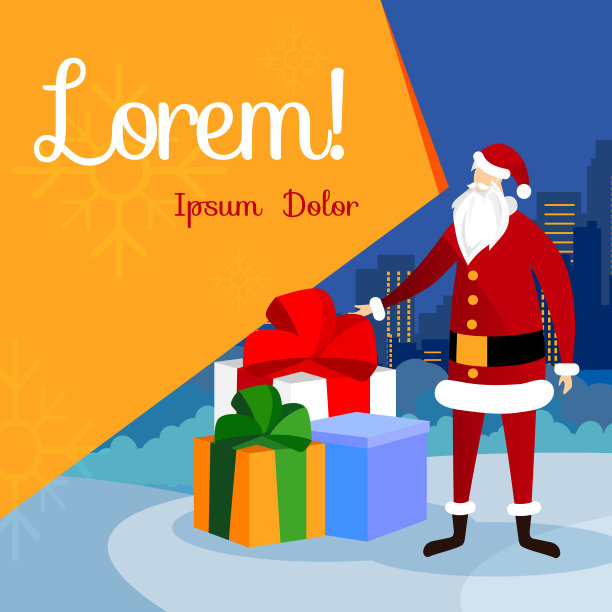 圣诞老人站在一大堆礼物前。圣诞节。图片下载