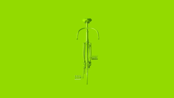 石灰绿色固定齿轮赛车前视图图片下载