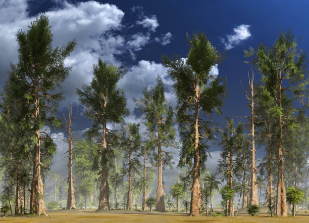 中生代森林三维插图图片下载