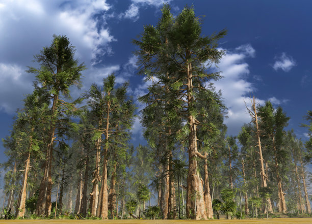 中生代森林三维插图图片下载