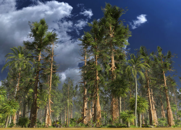 中生代森林三维插图图片下载