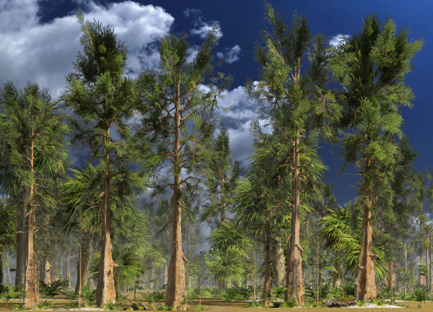 中生代森林三维插图图片下载