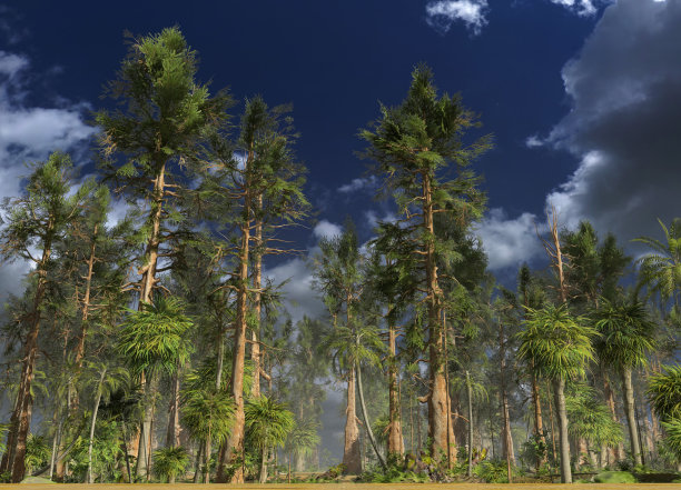 中生代森林三维插图图片下载