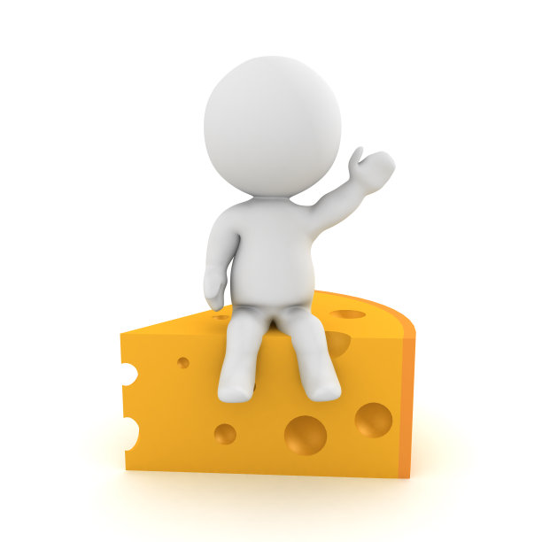 3D角色坐在瑞士奶酪上图片下载