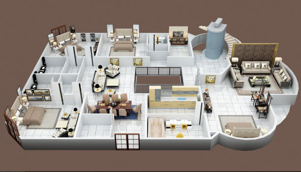 3D渲染平面图图片下载