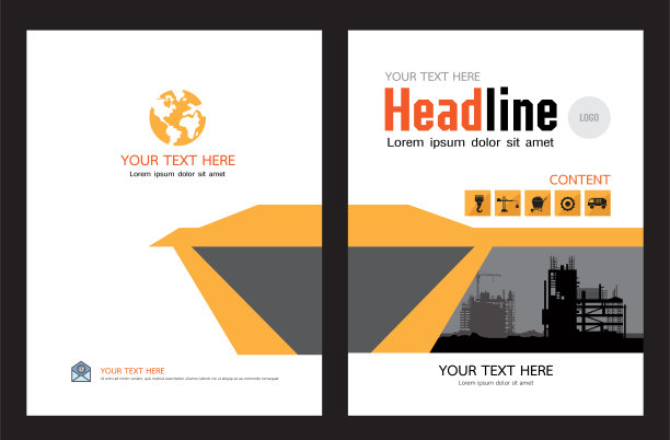 宣传册设计模板。建筑设计概念。施工宣传册布局，矢量设计图片下载