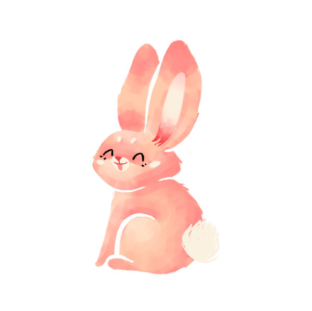 一组可爱的兔子在不同的姿势孤立在白色的背景。兔子的角色。卡通兔子，有趣的野生动物。图片下载