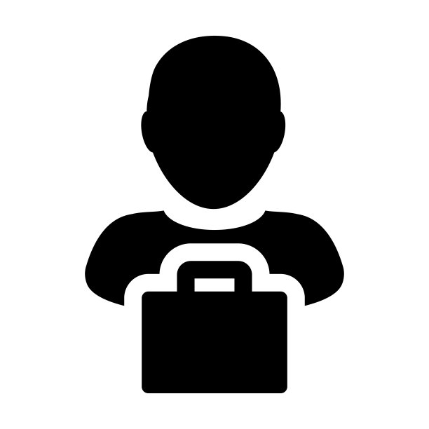 零售商图标向量男性人物形象头像与购物袋符号零售业务和商业在平面颜色字形象形图图片下载