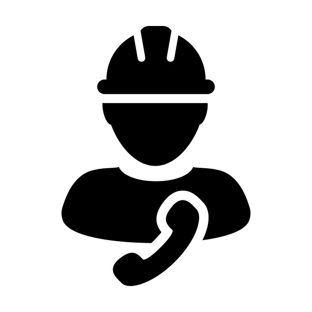 聊天图标矢量男性建筑工人个人资料头像与电话和安全帽的象形文字图片下载