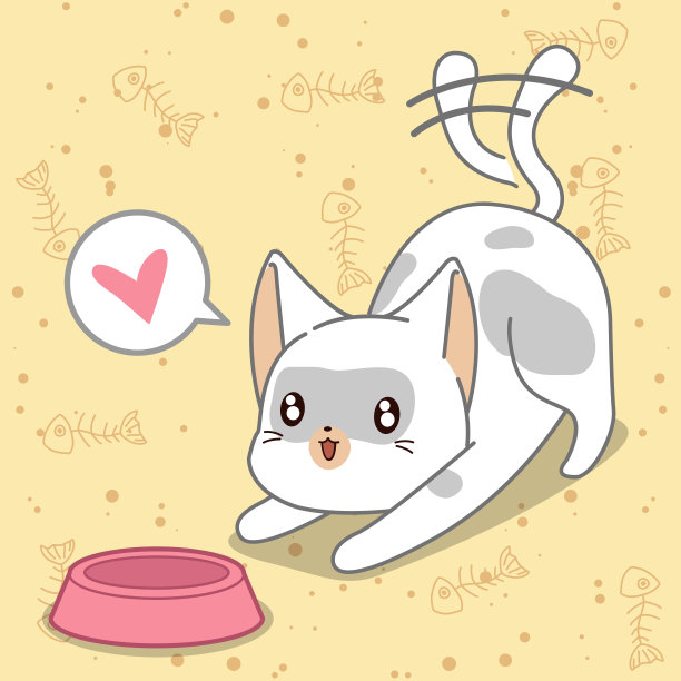 卡通风格的喂猫。图片下载