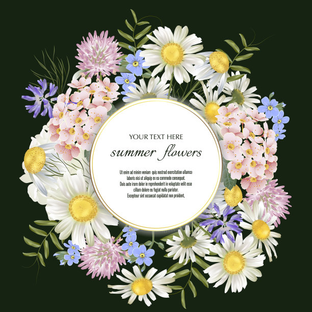 向量黑色旗帜与奢侈的野花图片下载