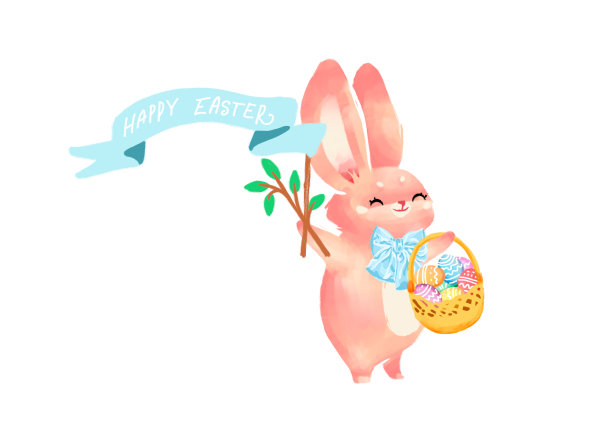 一组可爱的兔子在不同的姿势孤立在白色的背景。兔子的角色。卡通兔子，有趣的野生动物。图片下载