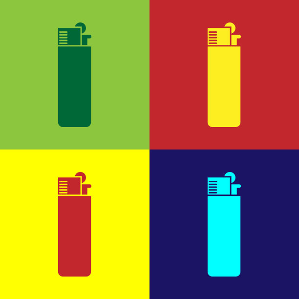 颜色打火机图标孤立的颜色背景。平面设计。矢量图图片下载