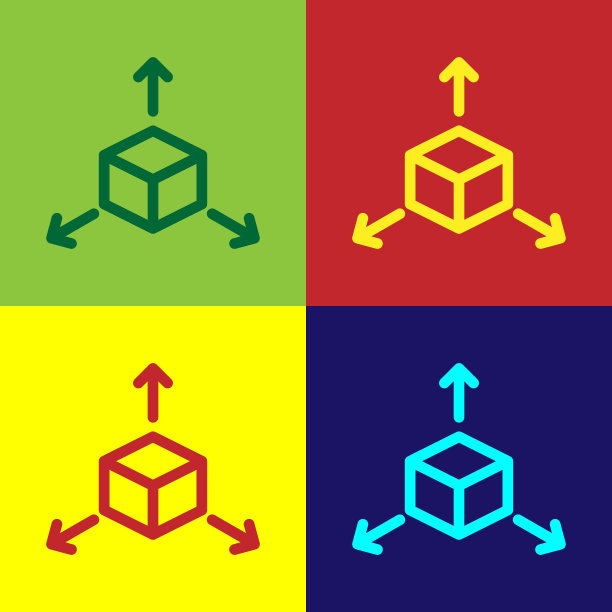 颜色等距立方体图标孤立在颜色背景上。几何立方体固体图标。3 d广场的迹象。盒子的象征。平面设计。矢量图图片下载