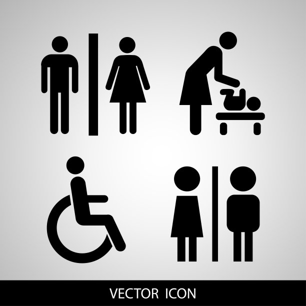 向量厕所图标:女士，男人，儿童和残疾图片下载