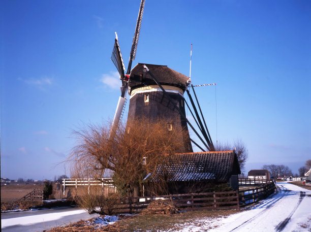 风车在冬季图片下载